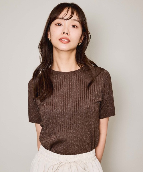 QUEENS COURT（クイーンズコート）の「ブライトワイドリブニット≪手洗い可能≫（ニット/セーター・レディース・ライトグレー/ブラック/グリーン/ブラウン・M）」の15枚目の写真