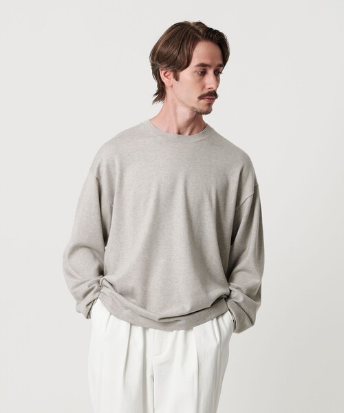 セール】コットン カシミヤ ブレンド ロングスリーブ Tシャツ（ニット