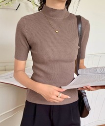 ハイネックリブニット
