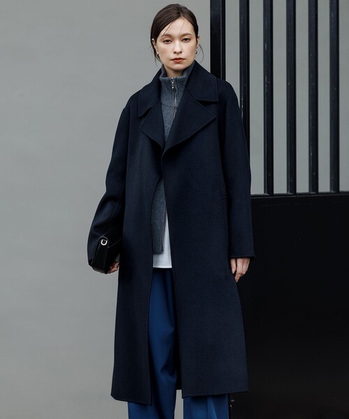 ICB(アイシービー)の「WoolRever ロングコート(トレンチコート・レディース・ブラック系/黄土色系/ダルブルー系・44/42/40/48/46)」の2枚目の写真
