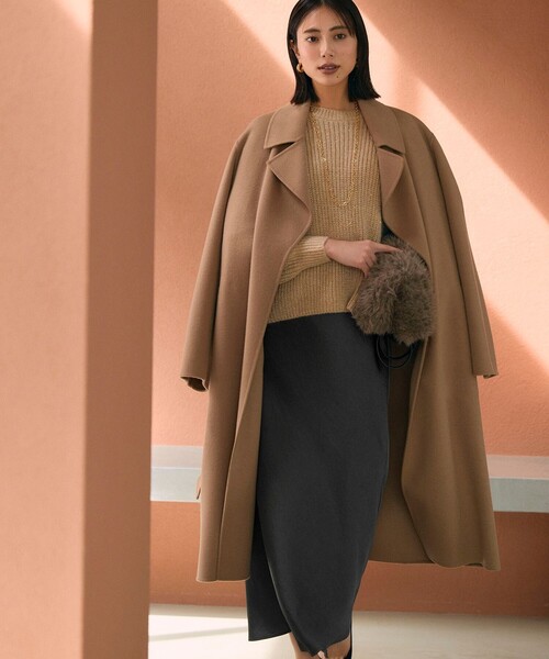 ICB(アイシービー)の「WoolRever ロングコート(トレンチコート・レディース・ブラック系/黄土色系/ダルブルー系・44/42/40/48/46)」の15枚目の写真