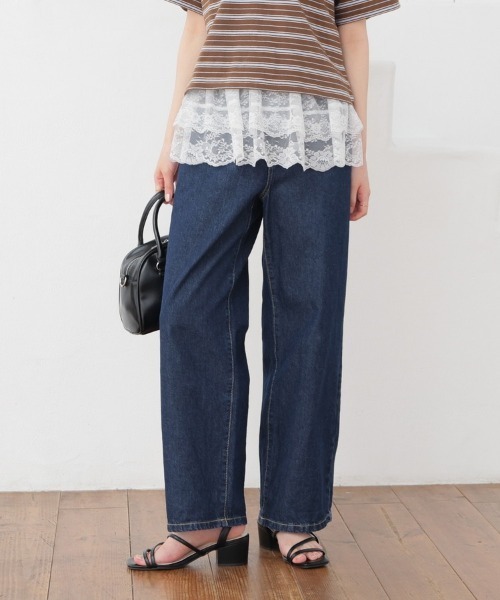 Honeys(ハニーズ)の「ストレートパンツ(股下72cm)(デニムパンツ・レディース・ブルー系その他3/グレー/ブルー系その他/ライトグレー/ブルー系その他2/インディゴブルー・SS/S/M/LL/L/3L)」の4枚目の写真