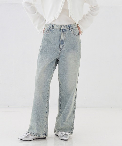 Honeys(ハニーズ)の「ストレートパンツ(股下72cm)(デニムパンツ・レディース・ブルー系その他3/グレー/ブルー系その他/ライトグレー・SS/S/M/LL/L/3L)」の4枚目の写真