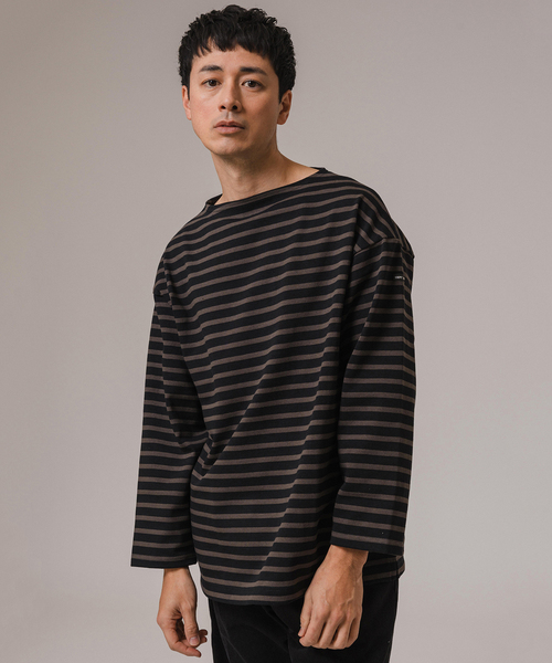 SAINT JAMES（セントジェームス）の「SAINT JAMES (セントジェームス) 別注 ウエッソン ルーズ ボーダー（Tシャツ/カットソー・メンズ・ブラック/アイボリー・4/5/6）」の10枚目の写真