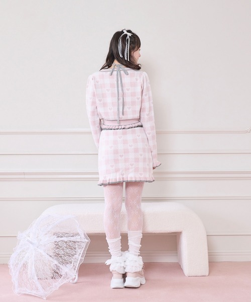 セール】ハートギンガムチェックニットセットアップ（セットアップ