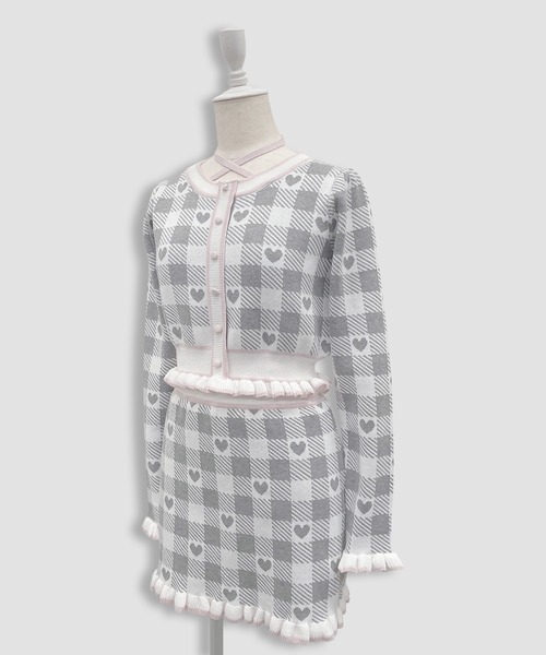 ハートギンガムチェックニットセットアップ（セットアップ）｜Honey