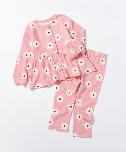 セール】【ジュニア対応】GIRLSフラワー前開きパジャマ（ルームウェア