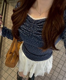 continuer de NICE CLAUP | 花柄・ドットレーストップス(Tシャツ/カットソー)