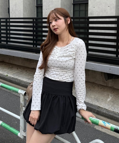 continuer de NICE CLAUP（コンティニューデナイスクラップ）の「花柄・ドットレーストップス（Tシャツ/カットソー・レディース・ネイビー/オフホワイト/ピンク/ライトグレー/ドット・FREE）」の9枚目の写真