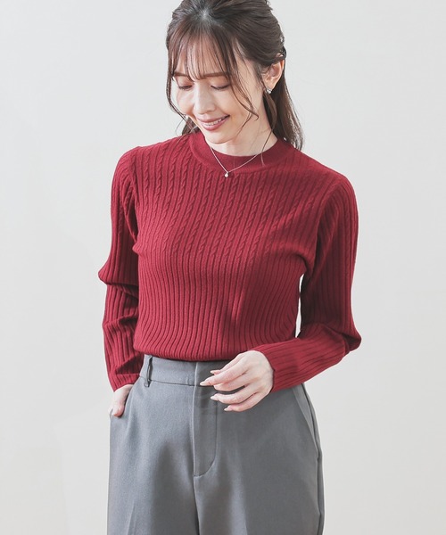 トップス house on the hill S/S size100 セール】【ウォッシャブル】変則ケーブルハイネック（ニット/セーター