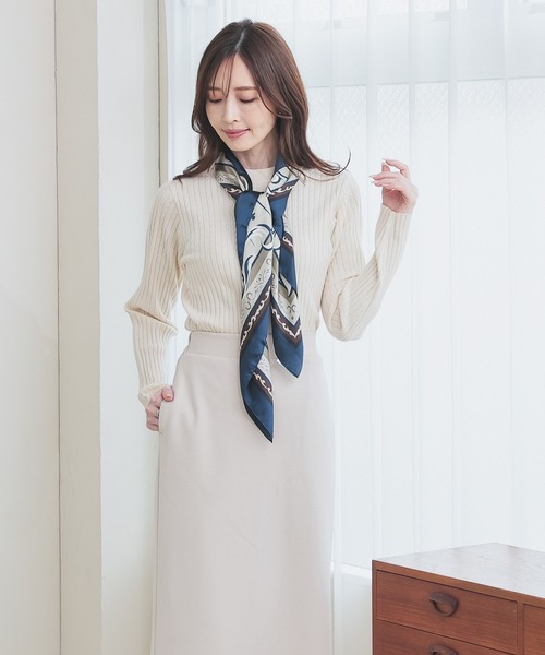 GLACIER lusso(グラシアルッソ)の「【ウォッシャブル】変則ケーブルハイネック(ニット/セーター・レディース・レッド/マスタード/アイボリー/ブラック/杢グレー・L/LL/M/S)」の9枚目の写真