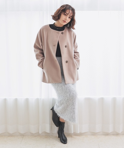 GLACIER lusso(グラシアルッソ)の「【ウォッシャブル】変則ケーブルハイネック(ニット/セーター・レディース・レッド/マスタード/アイボリー/ブラック/杢グレー・L/LL/M/S)」の15枚目の写真