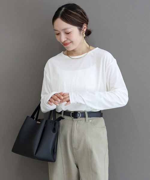 Aletta vita(アレッタビータ)の「シアーベロアプルオーバー(Tシャツ/カットソー・レディース・ブラック/オフホワイト/ダークブラウン・M)」の17枚目の写真