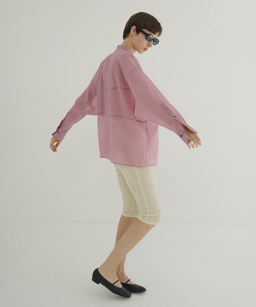 シャツ+ブラウス(長袖+七分) CLANE VELOR PIPING SHEER BLOUSE CLANE（クラネ）の「VELOR PIPNIG SHEER BLOUSE（シャツ/ブラウス
