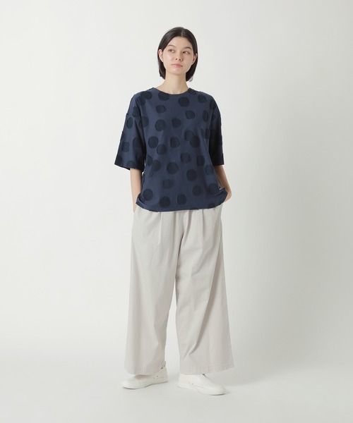 Plantation（プランテーション）の「カットドットJQ / カットソー / (O)（Tシャツ/カットソー・レディース・ホワイト/ネイビー/ライトグレー・M size）」の3枚目の写真