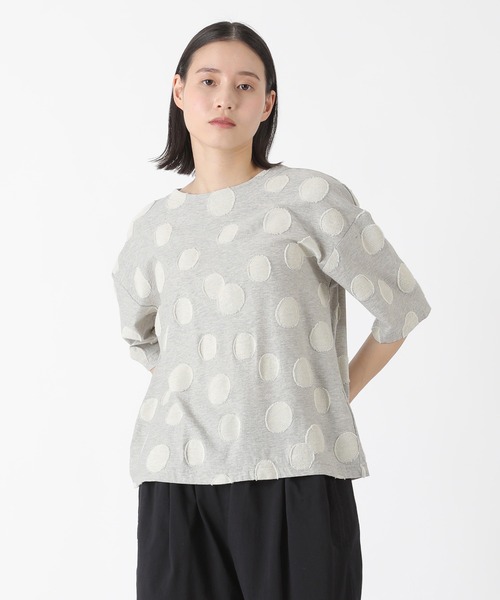 Plantation（プランテーション）の「カットドットJQ / カットソー / (O)（Tシャツ/カットソー・レディース・ホワイト/ネイビー/ライトグレー・M size）」の2枚目の写真