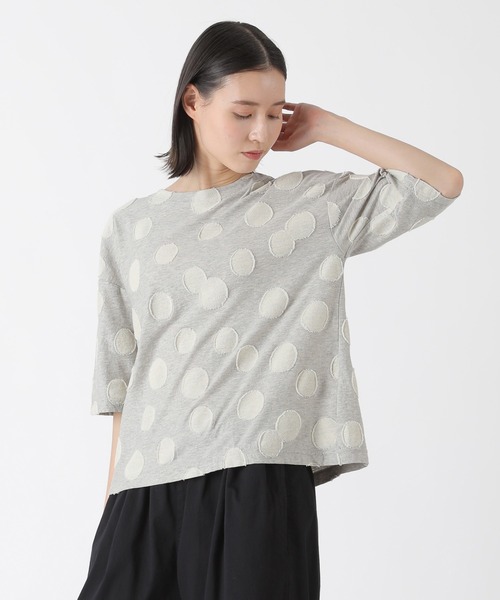 Plantation（プランテーション）の「カットドットJQ / カットソー / (O)（Tシャツ/カットソー・レディース・ホワイト/ネイビー/ライトグレー・M size）」の11枚目の写真