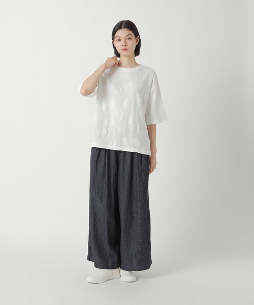 Plantation（プランテーション）の「カットドットJQ / カットソー / (O)（Tシャツ/カットソー・レディース・ホワイト/ネイビー/ライトグレー・M size）」の8枚目の写真