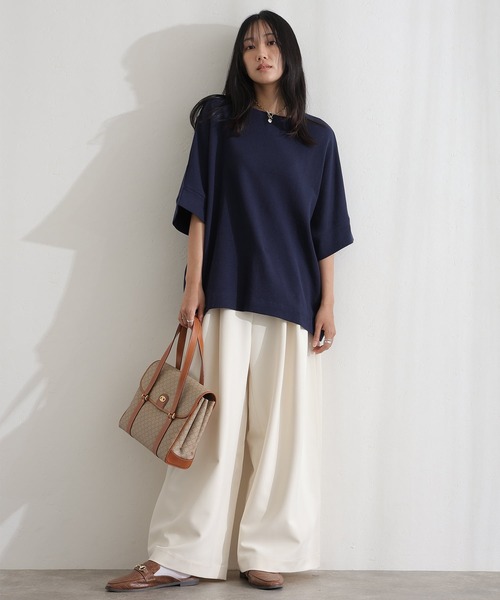 ElegChic(エレグシック)の「コットンワッフル7分袖ドルマンTシャツ(Tシャツ/カットソー・レディース・ホワイト/ネイビー/パープル/ブラック/杢グレー/チャコールグレー・M/XL/4L)」の5枚目の写真