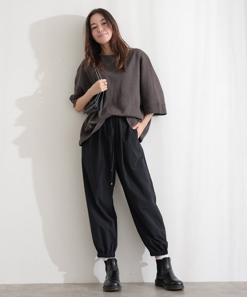 ElegChic(エレグシック)の「コットンワッフル7分袖ドルマンTシャツ(Tシャツ/カットソー・レディース・ホワイト/ネイビー/パープル/ブラック/杢グレー/チャコールグレー・M/XL/4L)」の3枚目の写真