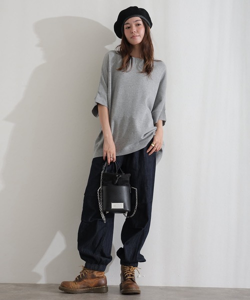 ElegChic(エレグシック)の「コットンワッフル7分袖ドルマンTシャツ(Tシャツ/カットソー・レディース・ホワイト/ネイビー/パープル/ブラック/杢グレー/チャコールグレー・M/XL/4L)」の10枚目の写真