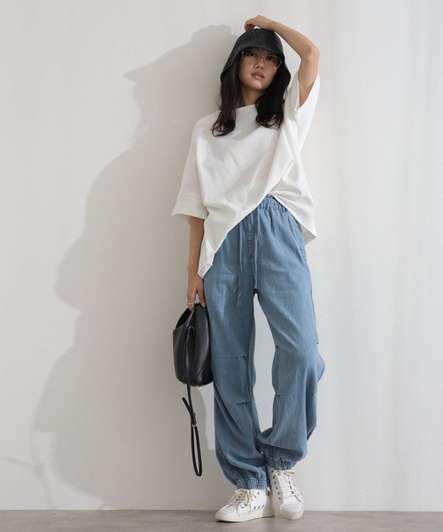 ElegChic(エレグシック)の「コットンワッフル7分袖ドルマンTシャツ(Tシャツ/カットソー・レディース・ホワイト/ネイビー/パープル/ブラック/杢グレー/チャコールグレー・M/XL/4L)」の15枚目の写真