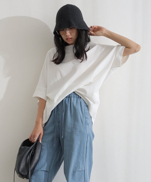 ElegChic(エレグシック)の「コットンワッフル7分袖ドルマンTシャツ(Tシャツ/カットソー・レディース・ホワイト/ネイビー/パープル/ブラック/杢グレー/チャコールグレー・M/XL/4L)」の16枚目の写真