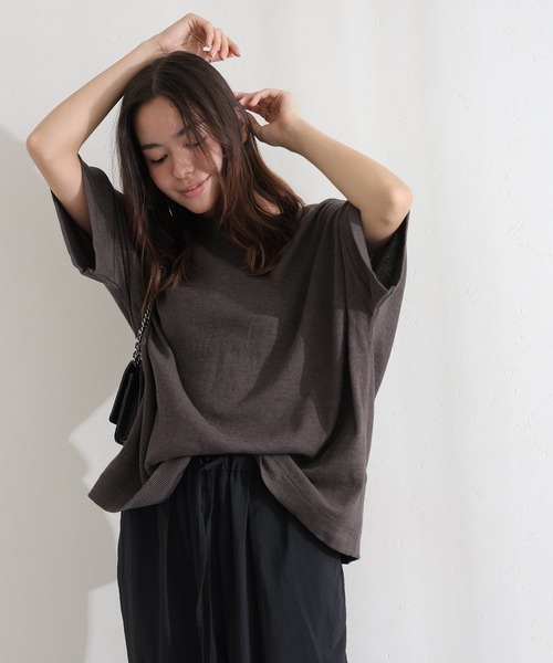 ElegChic(エレグシック)の「コットンワッフル7分袖ドルマンTシャツ(Tシャツ/カットソー・レディース・ホワイト/ネイビー/パープル/ブラック/杢グレー/チャコールグレー・M/XL/4L)」の21枚目の写真