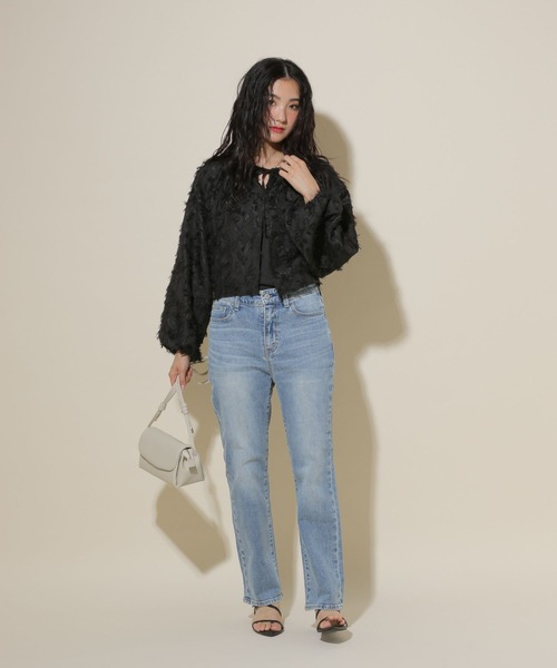 GLOBAL WORK（グローバルワーク）の「ジャガードボレロ/599661（シャツ/ブラウス・レディース・ブラック/オフホワイト・MEDIUM/LARGE）」の12枚目の写真