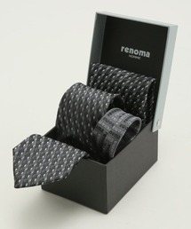 renoma HOMME(レノマオム)の【2点セット BOX付き】レノマオム シルク ラインストーン付き ナロータイ&チーフセット(ネクタイ)