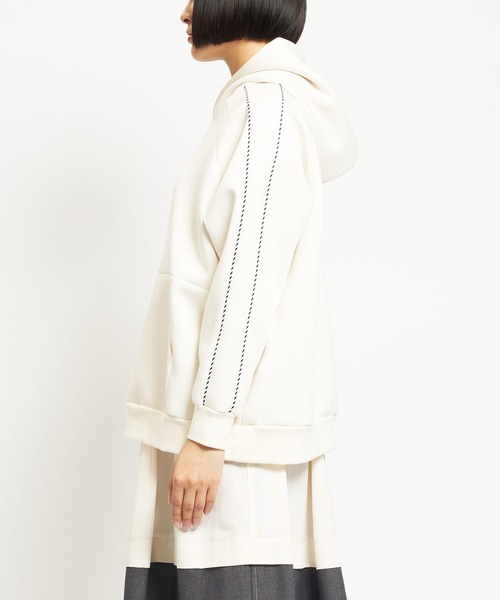 gomme（ゴム）の「ダンボールニット　ラインパーカー（パーカー・レディース・アイボリー/ブラック/チャコールグレー・MEDIUM）」の14枚目の写真