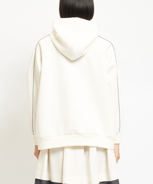 gomme（ゴム）の「ダンボールニット　ラインパーカー（パーカー・レディース・アイボリー/ブラック/チャコールグレー・MEDIUM）」の15枚目の写真
