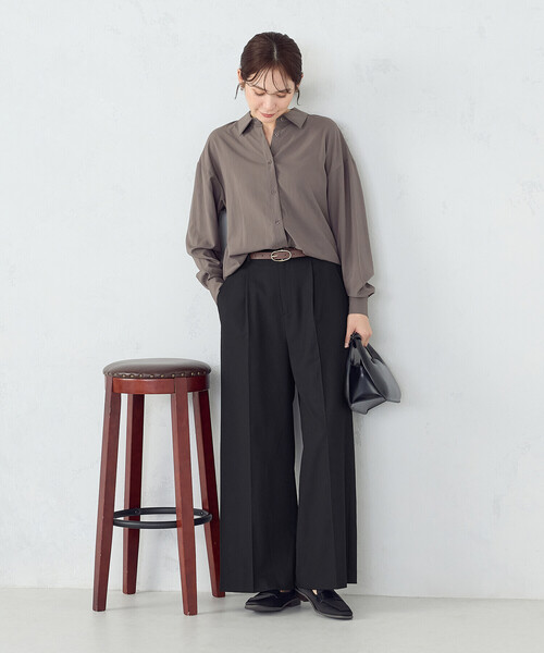 COMME CA ISM（コムサイズム）の「【セットアップ対応】ポリエステルレーヨン　ワイドパンツ（その他パンツ・レディース・ブラック/チェック・LARGE/X-LARGE/SMALL/MEDIUM）」の4枚目の写真