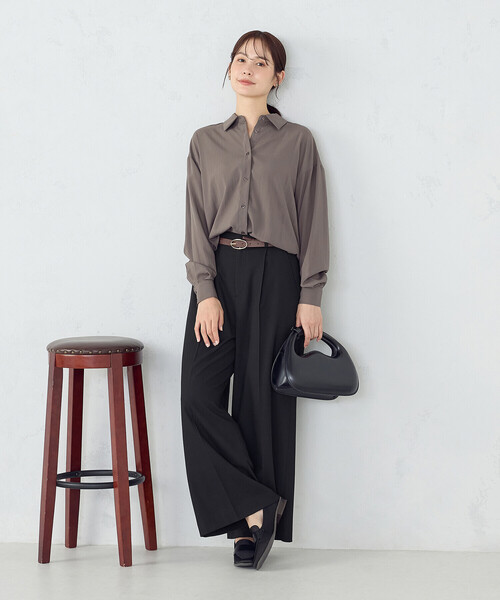 COMME CA ISM（コムサイズム）の「【セットアップ対応】ポリエステルレーヨン　ワイドパンツ（その他パンツ・レディース・ブラック/チェック・LARGE/X-LARGE/SMALL/MEDIUM）」の5枚目の写真