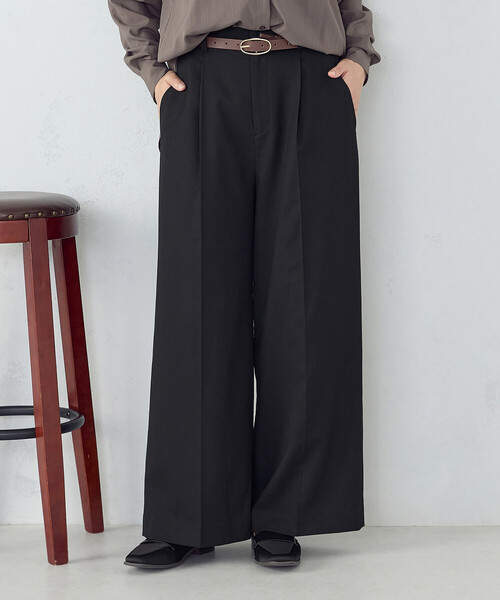 セール】【セットアップ対応】ポリエステルレーヨン ワイドパンツ
