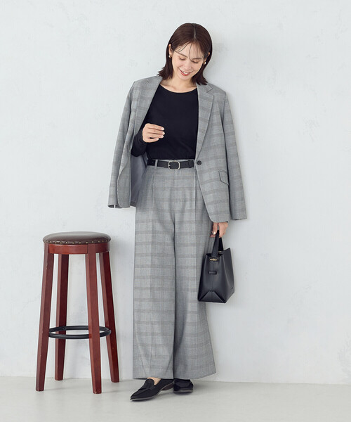 COMME CA ISM（コムサイズム）の「【セットアップ対応】ポリエステルレーヨン　ワイドパンツ（その他パンツ・レディース・ブラック/チェック・LARGE/X-LARGE/SMALL/MEDIUM）」の9枚目の写真