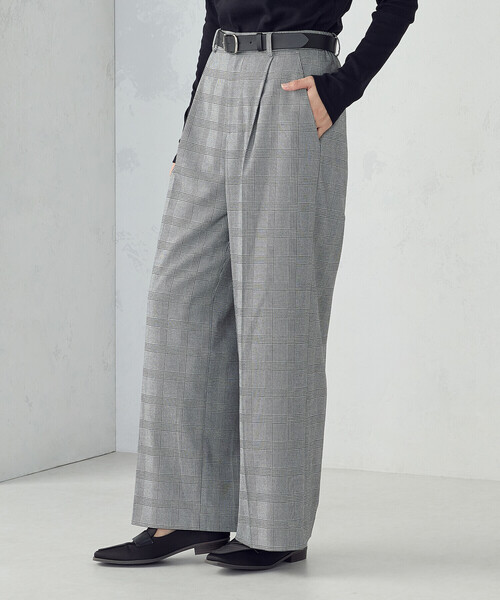 COMME CA ISM（コムサイズム）の「【セットアップ対応】ポリエステルレーヨン　ワイドパンツ（その他パンツ・レディース・ブラック/チェック・LARGE/X-LARGE/SMALL/MEDIUM）」の12枚目の写真