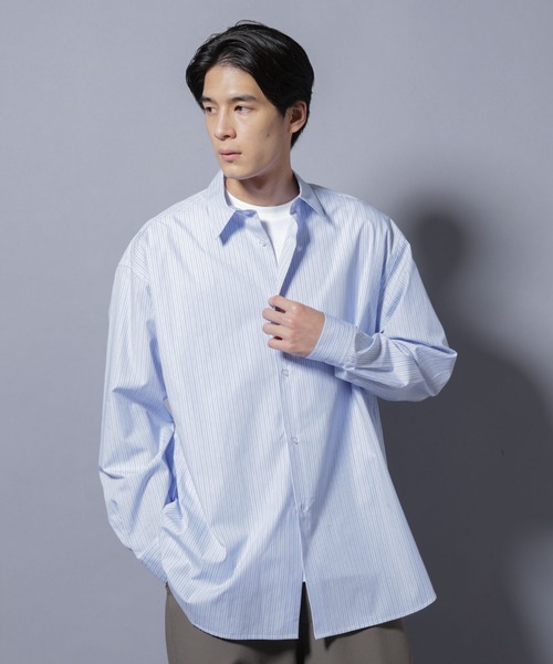 NANO universe（ナノユニバース）の「｢SIDOGRAS-VENICE｣ オルタネイトストライプシャツ（シャツ/ブラウス・メンズ・サックスブルー/ホワイト/ベージュ・L/M/S）」の3枚目の写真