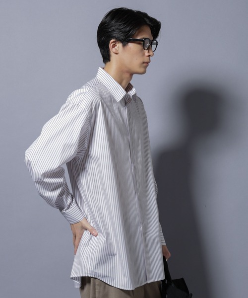 NANO universe（ナノユニバース）の「｢SIDOGRAS-VENICE｣ オルタネイトストライプシャツ（シャツ/ブラウス・メンズ・サックスブルー/ホワイト/ベージュ・L/M/S）」の12枚目の写真