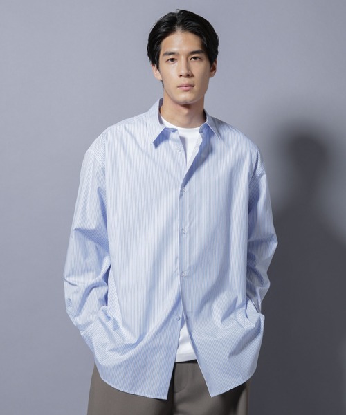 NANO universe（ナノユニバース）の「｢SIDOGRAS-VENICE｣ オルタネイトストライプシャツ（シャツ/ブラウス・メンズ・サックスブルー/ホワイト/ベージュ・L/M/S）」の21枚目の写真
