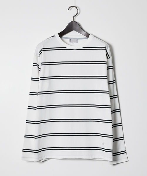 ABAHOUSE GRAY(アバハウスグレイ)の「ダブルライン ボーダー 長袖シャツ(Tシャツ/カットソー・メンズ・ブラウン系その他/グリーン/ホワイト/ブラック・46/48)」の1枚目の写真