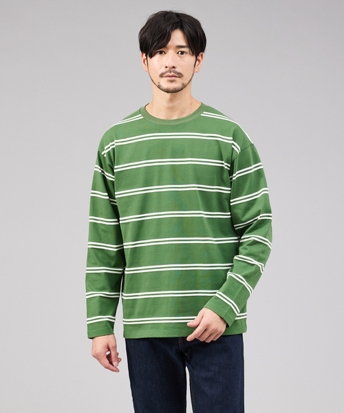 ABAHOUSE GRAY(アバハウスグレイ)の「ダブルライン ボーダー 長袖シャツ(Tシャツ/カットソー・メンズ・ブラウン系その他/グリーン/ホワイト/ブラック・46/48)」の4枚目の写真