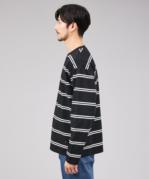 ABAHOUSE GRAY(アバハウスグレイ)の「ダブルライン ボーダー 長袖シャツ(Tシャツ/カットソー・メンズ・ブラウン系その他/グリーン/ホワイト/ブラック・46/48)」の6枚目の写真