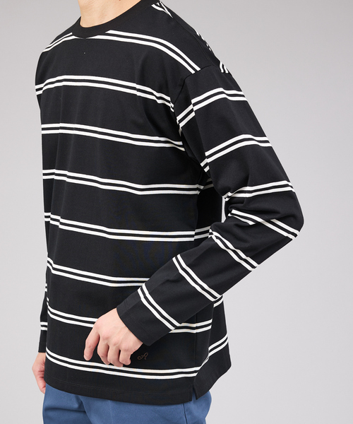 ABAHOUSE GRAY(アバハウスグレイ)の「ダブルライン ボーダー 長袖シャツ(Tシャツ/カットソー・メンズ・ブラウン系その他/グリーン/ホワイト/ブラック・46/48)」の9枚目の写真