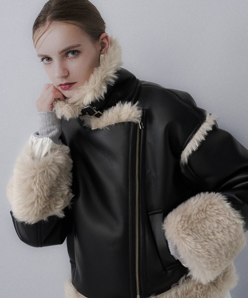 セール】フェイクムートンショートジャケット(HARE)（ムートンコート