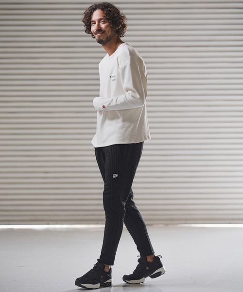 1minute 1second（ワンミニットワンセカンド）の「msw1780-back fleece trainer with cursive embroidery トレーナー(1M25F150)（スウェット・メンズ・ホワイト/チャコール/ブラック・XL/L/M/S）」の21枚目の写真