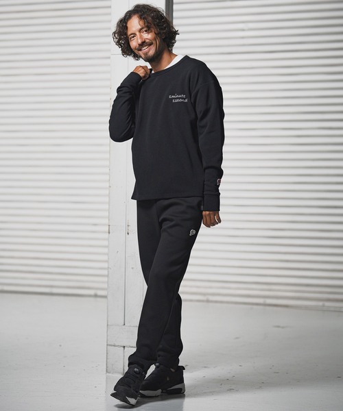 1minute 1second（ワンミニットワンセカンド）の「msw1780-back fleece trainer with cursive embroidery トレーナー(1M25F150)（スウェット・メンズ・ホワイト/チャコール/ブラック・XL/L/M/S）」の10枚目の写真