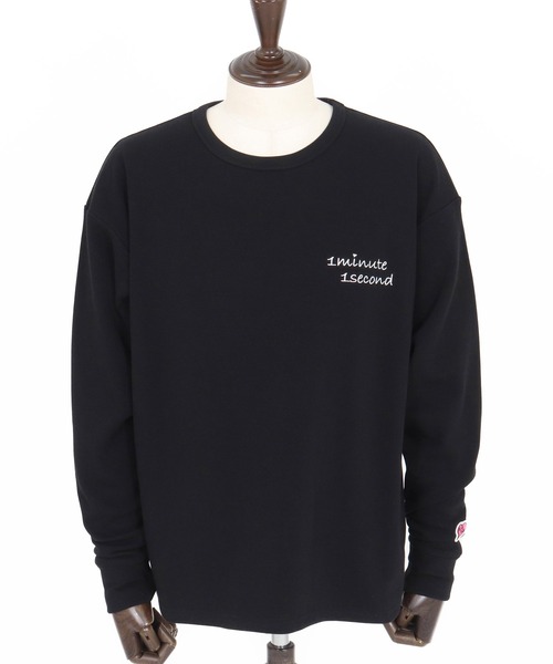 1minute 1second（ワンミニットワンセカンド）の「msw1780-back fleece trainer with cursive embroidery トレーナー(1M25F150)（スウェット・メンズ・ホワイト/チャコール/ブラック・XL/L/M/S）」の7枚目の写真