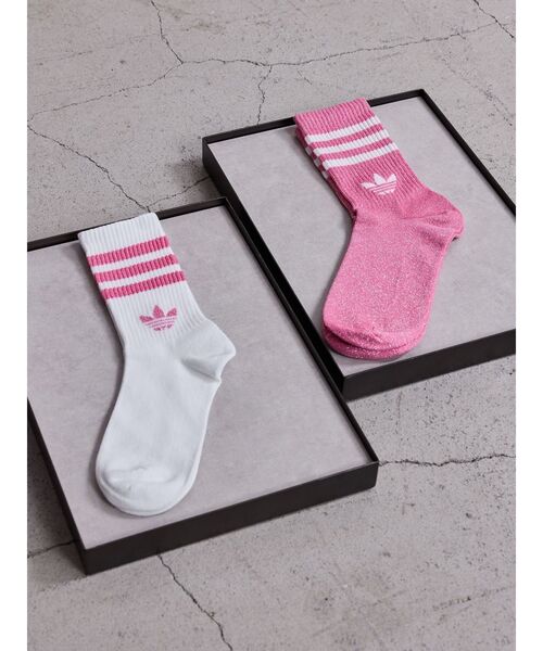 GYDA(ジェイダ)の「adidas 3S GLITTER CR 2(ソックス/靴下・レディース・ブラック/ピンク・FREE)」の2枚目の写真