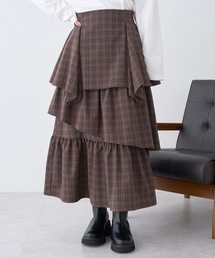 earth music&ecology | ハイウエストランダムティアードチェックスカート(スカート)